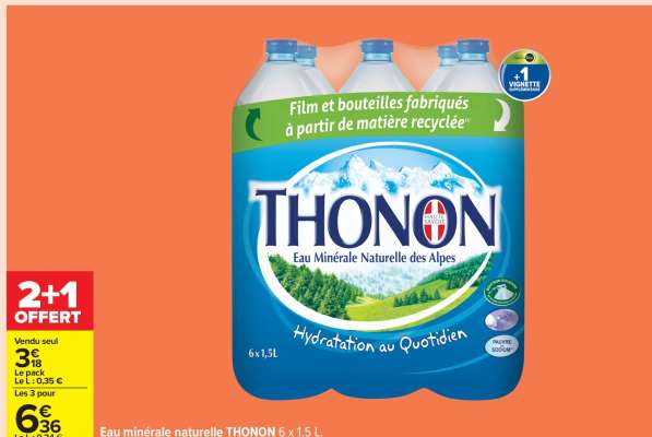 Eau minérale naturelle THONON 6 X 1.5 L