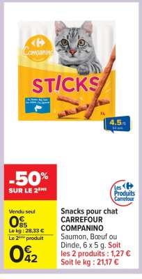 Snacks pour chat CARREFOUR COMPANINO