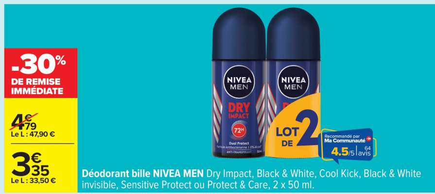 Déodorant Bille Nivea Men