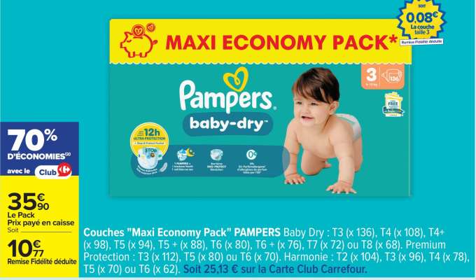 Pampers Baby-Dry Maxi Economy Pack
