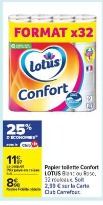 Papier Toilette Confort Lotus
