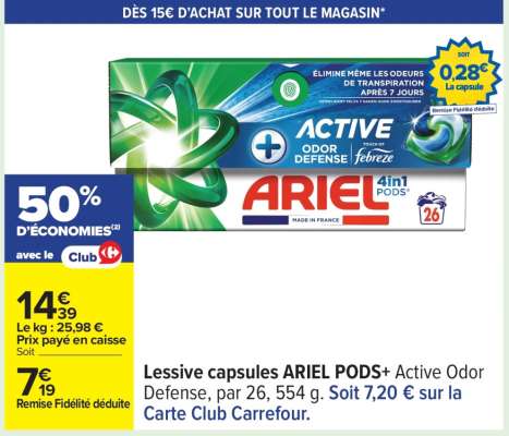 Lessive capsules ARIEL PODS+ Active Odor Defense