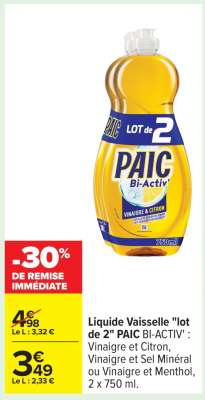 Liquide Vaisselle "lot de 2" PAIC Bi-Activ'