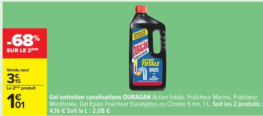 Gel entretien canalisations OURAGAN