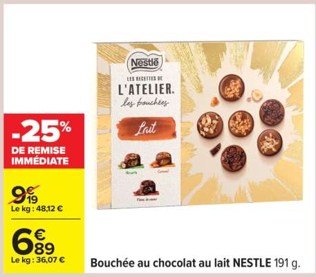 Bouchée au chocolat au lait NESTLE 191 g