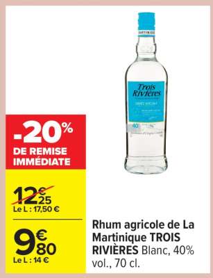 Rhum agricole de La Martinique TROIS RIVIÈRES Blanc