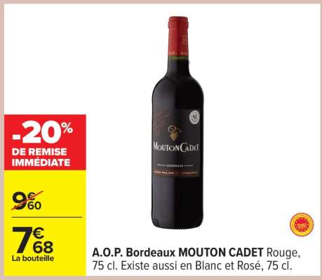 A.O.P. Bordeaux MOUTON CADET Rouge