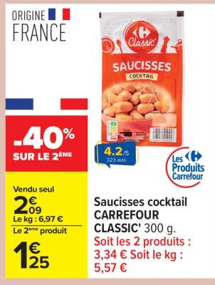 Saucisses Cocktail Carrefour Classic