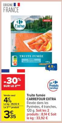 Truite fumée CARREFOUR EXTRA
