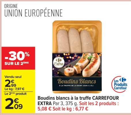 Boudins blancs à la truffe CARREFOUR EXTRA