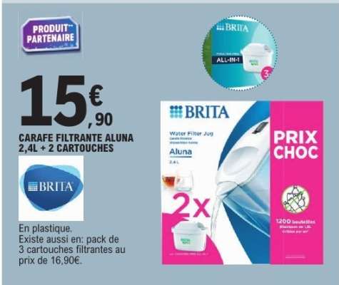 CARAFE FILTRANTE ALUNA 2,4L + 2 CARTOUCHES
