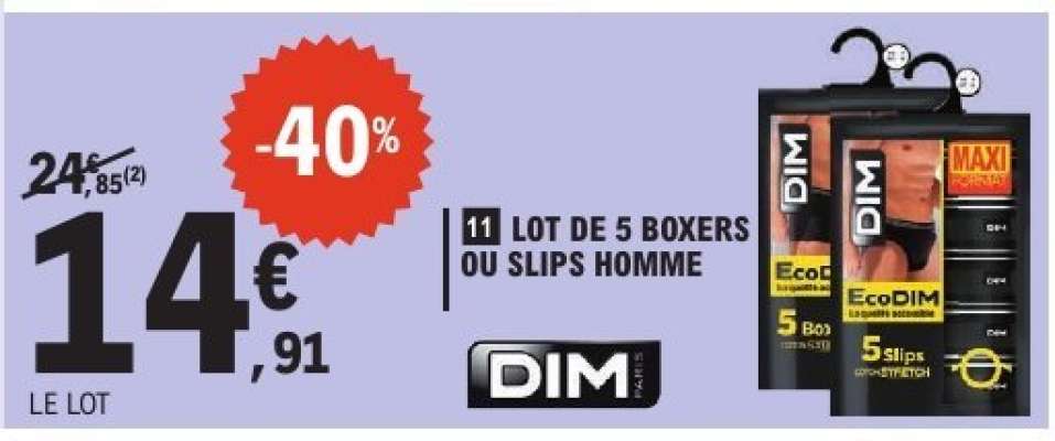Lot de 5 Boxers ou Slips Homme