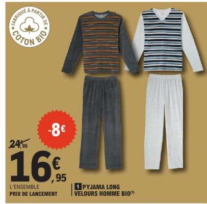 Pyjama Long Velours Homme Bio