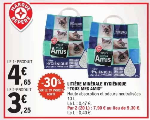 LITIÈRE MINÉRALE HYGIÉNIQUE “TOUS MES AMIS”