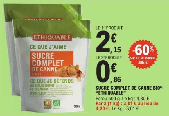 SUCRE COMPLET DE CANNE BIO 'ETHIQUABLE'