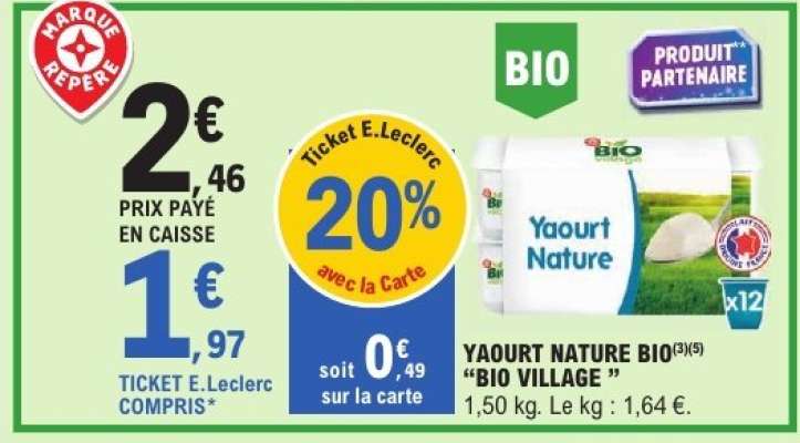 YAOURT NATURE BIO 'BIO VILLAGE'