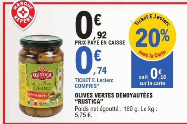 OLIVES VERTES DÉNOYAUTÉES "RUSTICA"