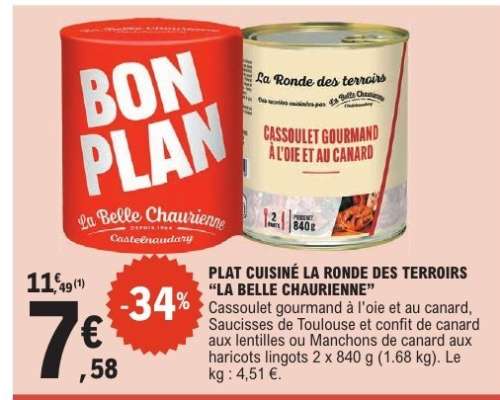 PLAT CUISINÉ LA RONDE DES TERROIRS “LA BELLE CHAURIENNE”