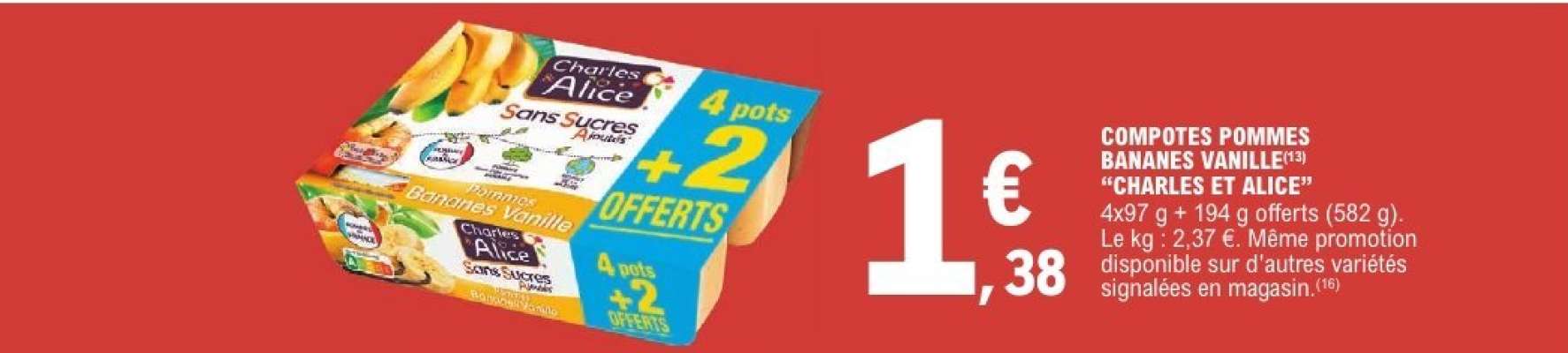 COMPOTES POMMES BANANES VANILLE "CHARLES ET ALICE"