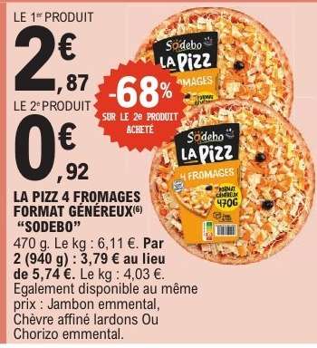 LA PIZZ 4 FROMAGES FORMAT GÉNÉREUX
