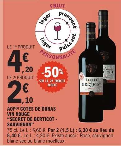 AOP COTES DE DURAS VIN ROUGE "SECRET DE BERTICOT - SAUVIGNON"