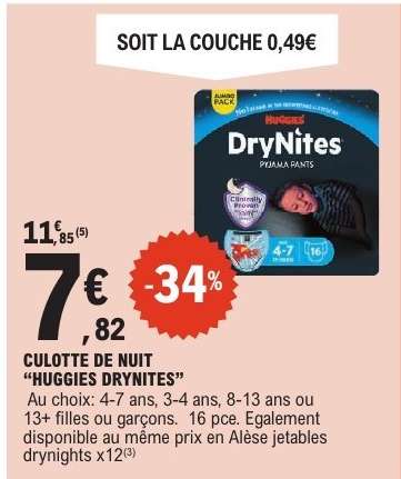 CULOTTE DE NUIT “HUGGIES DRYNITES”