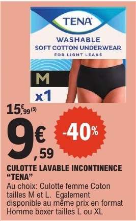 CULOTTE LAVABLE INCONTINENCE “TENA”