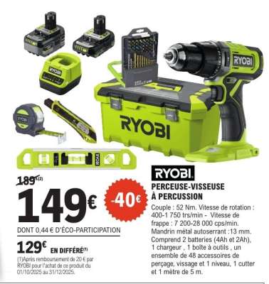 RYOBI PERCEUSE-VISSEUSE À PERCUSSION