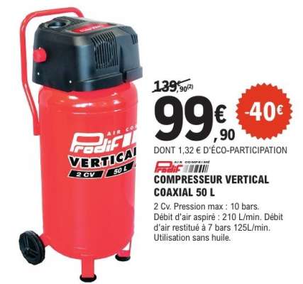 COMPRESSEUR VERTICAL COAXIAL 50 L