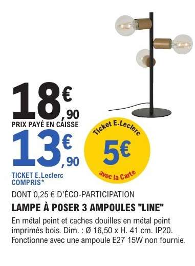 LAMPE À POSER 3 AMPOULES "LINE"