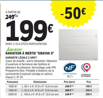 Radiateur à inertie 'Sibayak II'