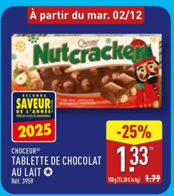 CHOCEUR TABLETTE DE CHOCOLAT AU LAIT