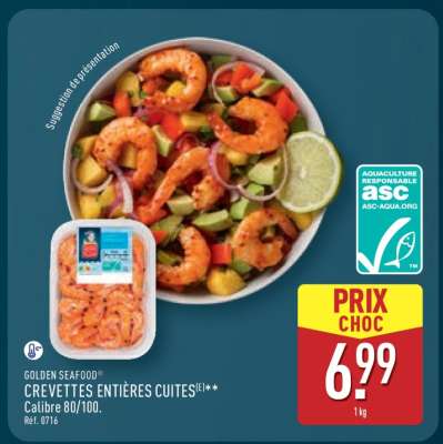 GOLDEN SEAFOOD CREVETTES ENTIÈRES CUITES