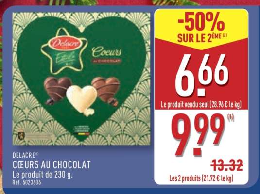 DELACRE Cœurs au chocolat