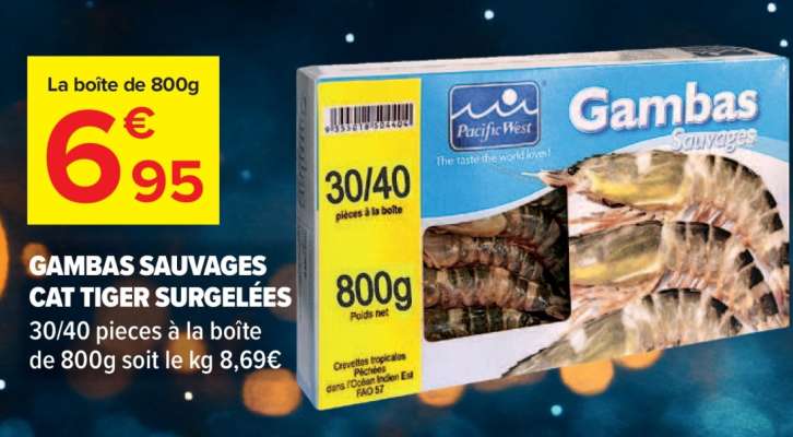 GAMBAS SAUVAGES CAT TIGER SURGELÉES
