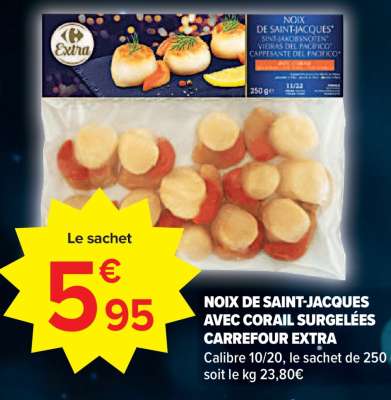 Noix de Saint-Jacques avec corail surgelées CARREFOUR EXTRA