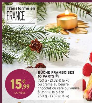 BÛCHE FRAMBOISES 10 PARTS