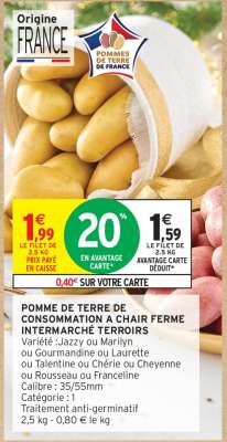 Pomme de terre de consommation à chair ferme Intermarché Terroirs