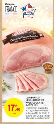 Jambon Cuit Le Charcutier Avec Couenne Aoste