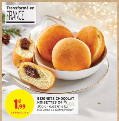BEIGNETS CHOCOLAT NOISETTES X4