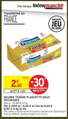 BEURRE TENDRE PLAQUETTE DOUX PÂTURAGES