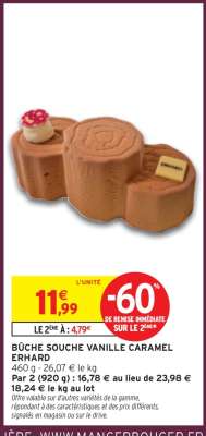 BÛCHE SOUCHE VANILLE CARAMEL ERHARD