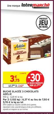 BUCHE GLACÉE 3 CHOCOLATS ADÉLIE