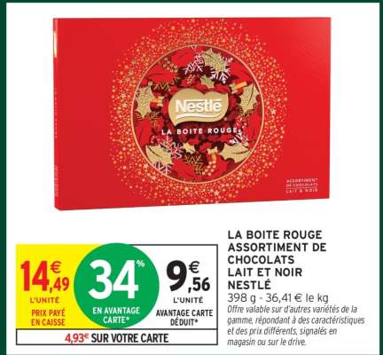 LA BOITE ROUGE ASSORTIMENT DE CHOCOLATS LAIT ET NOIR NESTLÉ