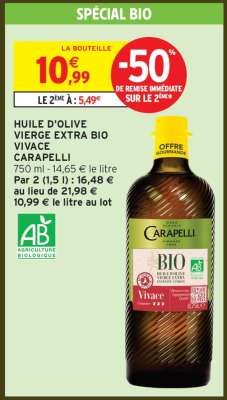 HUILE D'OLIVE VIERGE EXTRA BIO VIVACE CARAPELLI