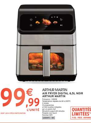 ARTHUR MARTIN AIR FRYER DIGITAL 6,5L NOIR