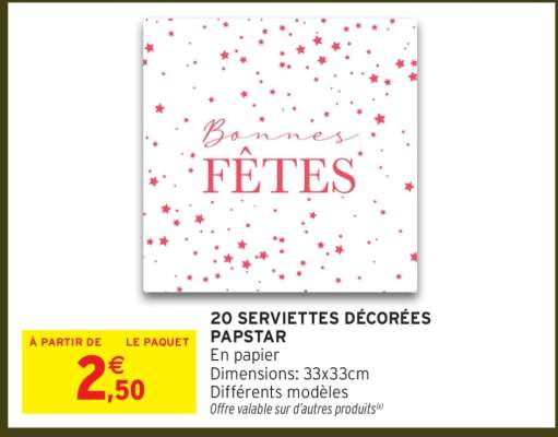 20 SERVIETTES DÉCORÉES PAPSTAR