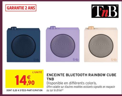 ENCEINTE BLUETOOTH RAINBOW CUBE TNB