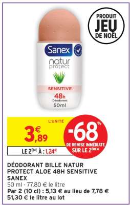 DÉODORANT BILLE NATUR PROTECT ALOE 48H SENSITIVE SANEX