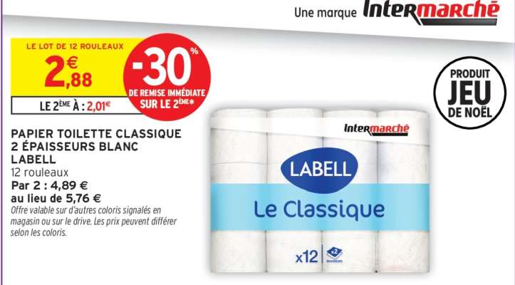 PAPIER TOILETTE CLASSIQUE 2 ÉPAISSEURS BLANC LABELL